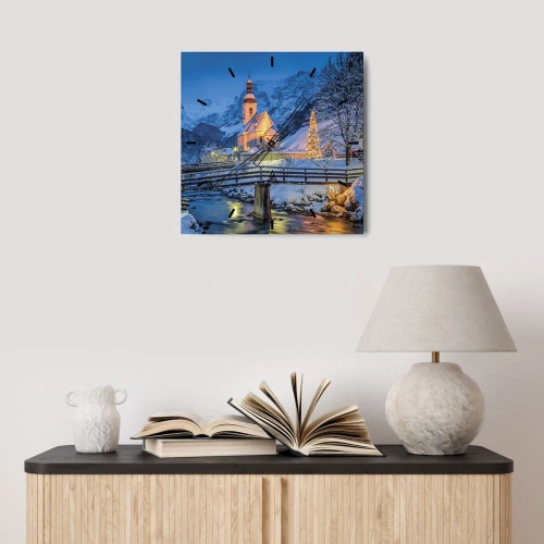 Reloj de pared - Reloj de vidrio - El espíritu de la Navidad - 40x40 cm