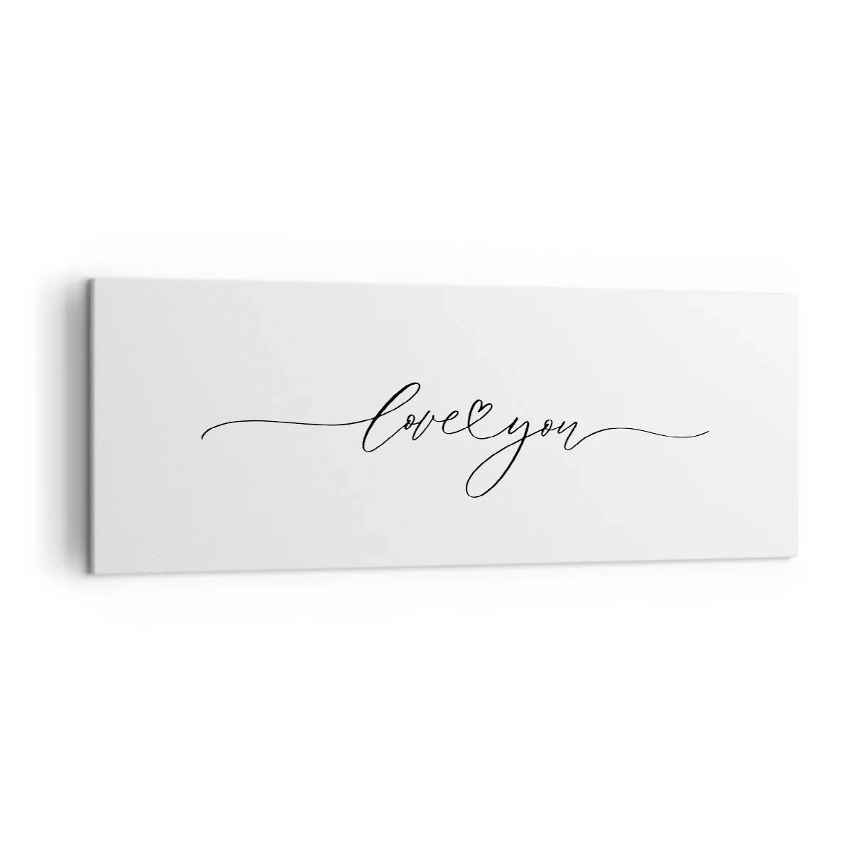 Cuadro sobre lienzo - Impresión de Imagen - La inscripción "Te amo" en una fuente elegante. - 140x50cm - Negro sobre blanco - Decoración de pared moderna para salón y dormitorio ARTTOR