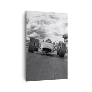 Cuadro sobre lienzo - Impresión de Imagen - Carrera de coches clásicos en movimiento - 80x120cm - ¡Hay poder! - Decoración de pared moderna para salón y dormitorio ARTTOR