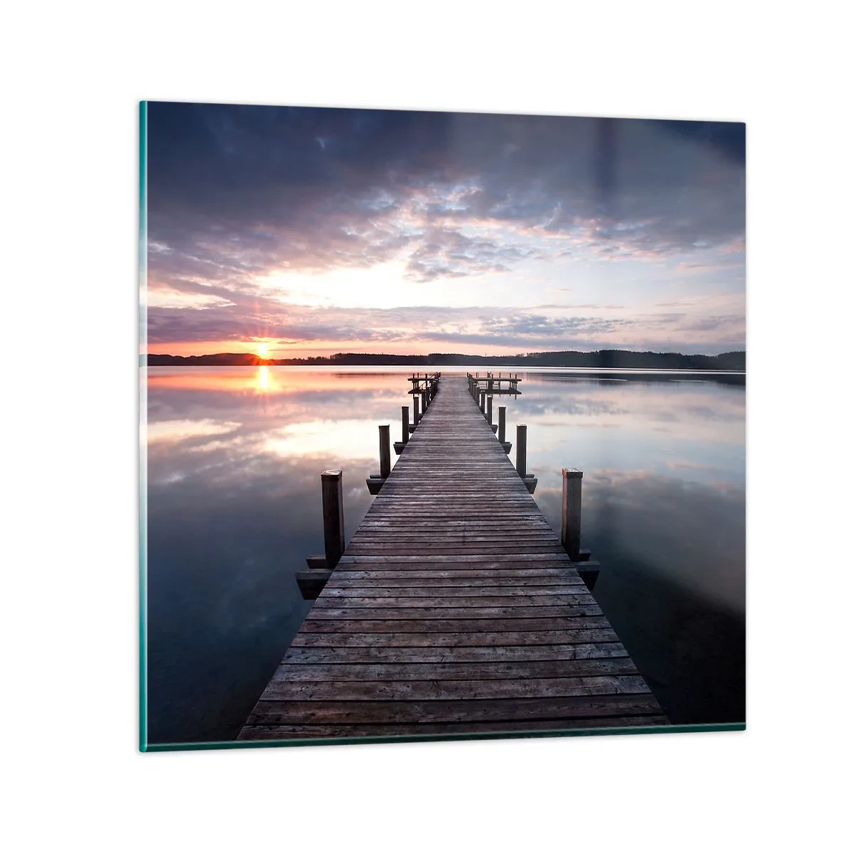 Cuadro sobre vidrio - Impresiones sobre Vidrio - Frontera silenciosa del día y la noche - 70x70 cm