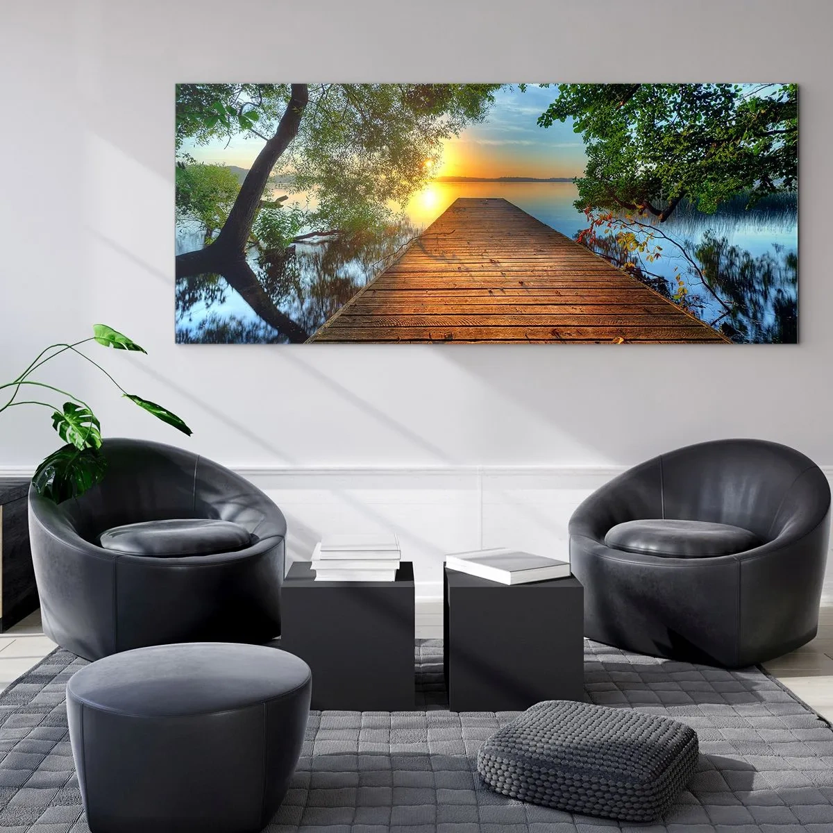 Cuadro sobre vidrio - Impresiones sobre Vidrio - Tómate tu tiempo, siéntate - 100x40 cm