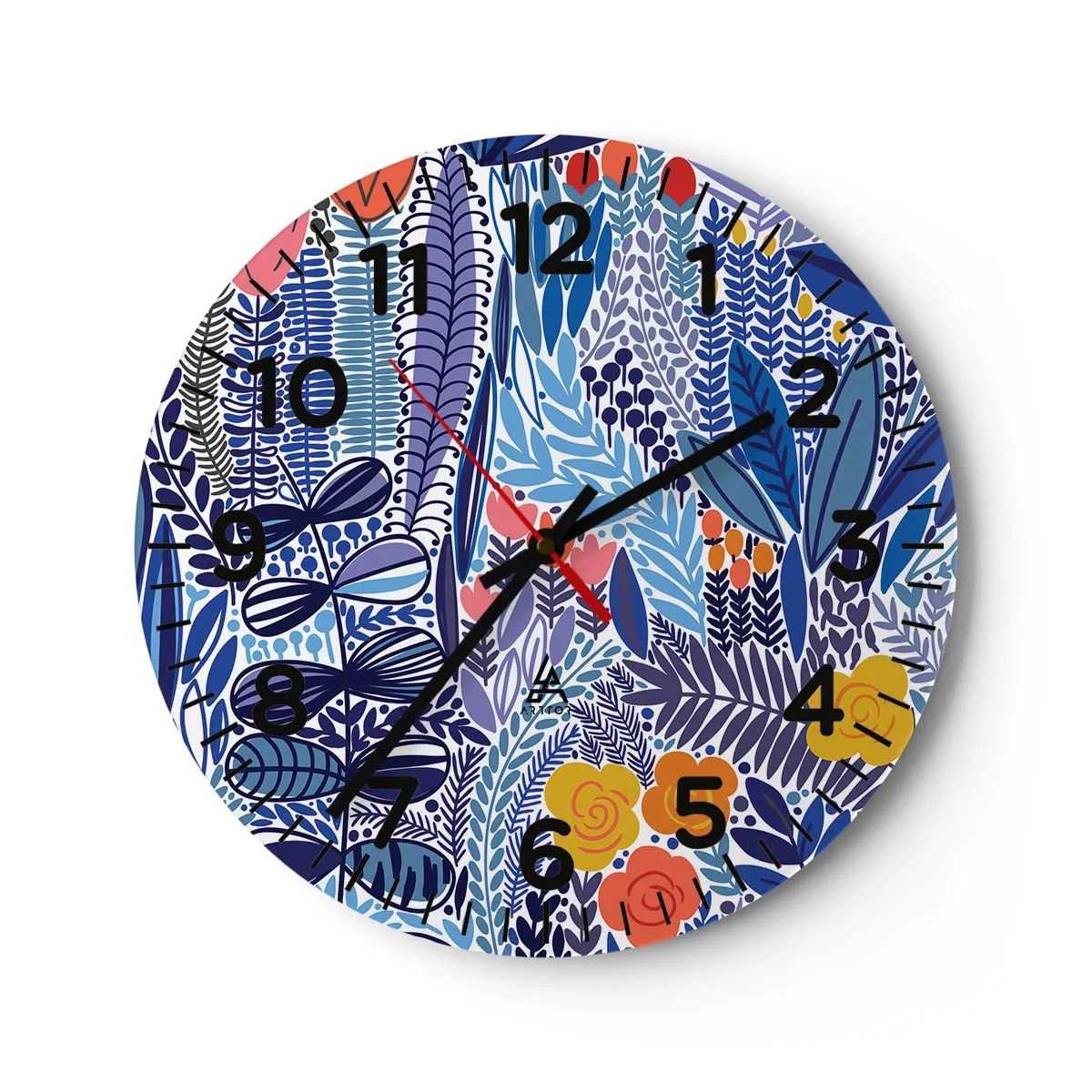 Reloj de pared - Reloj de vidrio - Jardín hawaiano - 30x30 cm