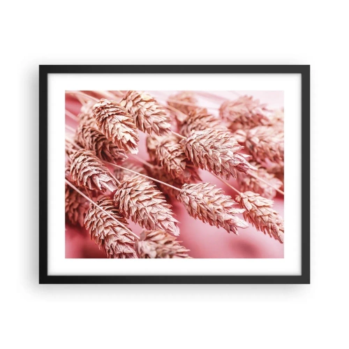 Póster en marco negro - Estructura floral en rosa - 50x40 cm
