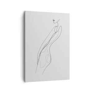 Cuadro sobre lienzo - Impresión de Imagen - Una línea minimalista que muestra una silueta sobre un fondo claro. - 50x70cm - Apenas una promesa - Decoración de pared moderna para salón y dormitorio ARTTOR