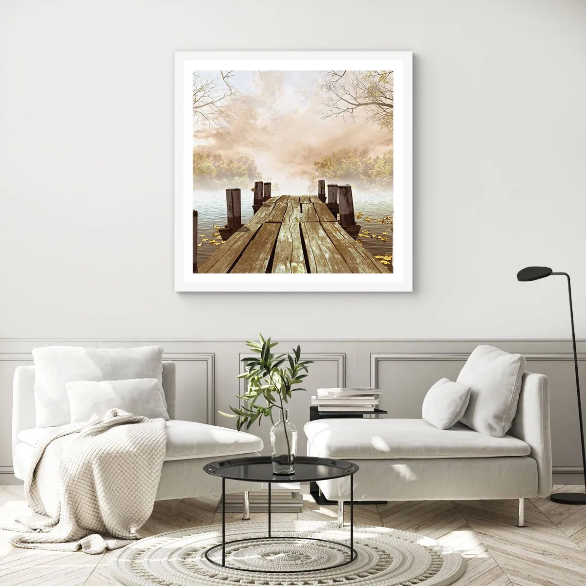 Póster en marco blanco - La leve tristeza del otoño - 50x50 cm