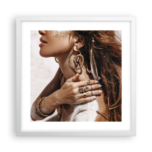 Póster en marco blanco - Reina de la playa salvaje - 40x40 cm