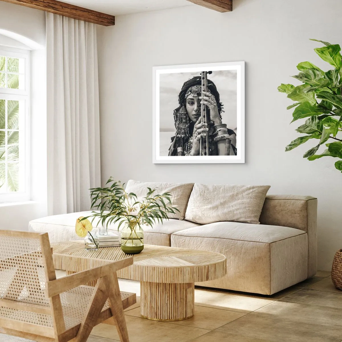 Póster en marco blanco - La música propia de Oriente - 60x60 cm