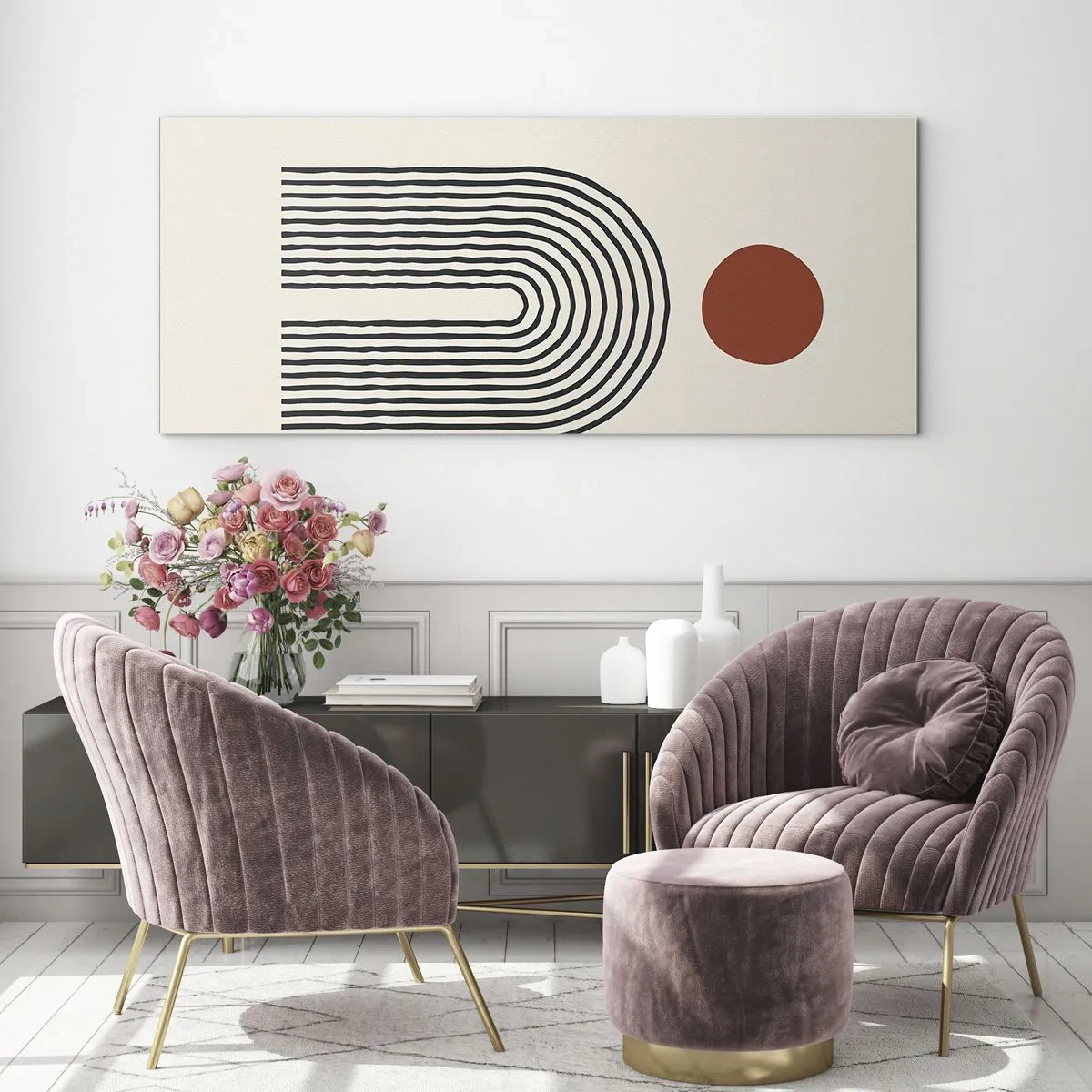 Cuadro sobre vidrio - Impresiones sobre Vidrio - Magnetismo de formas y colores - 90x30 cm