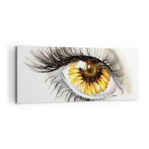 Cuadro sobre lienzo - Impresión de Imagen - Ojo artístico con iris en forma de girasol. - 120x50cm - Un aspecto tan caluroso como el verano - Decoración de pared moderna para salón y dormitorio ARTTOR