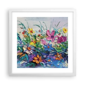 Póster en marco blanco - La energía de las flores - 40x40 cm