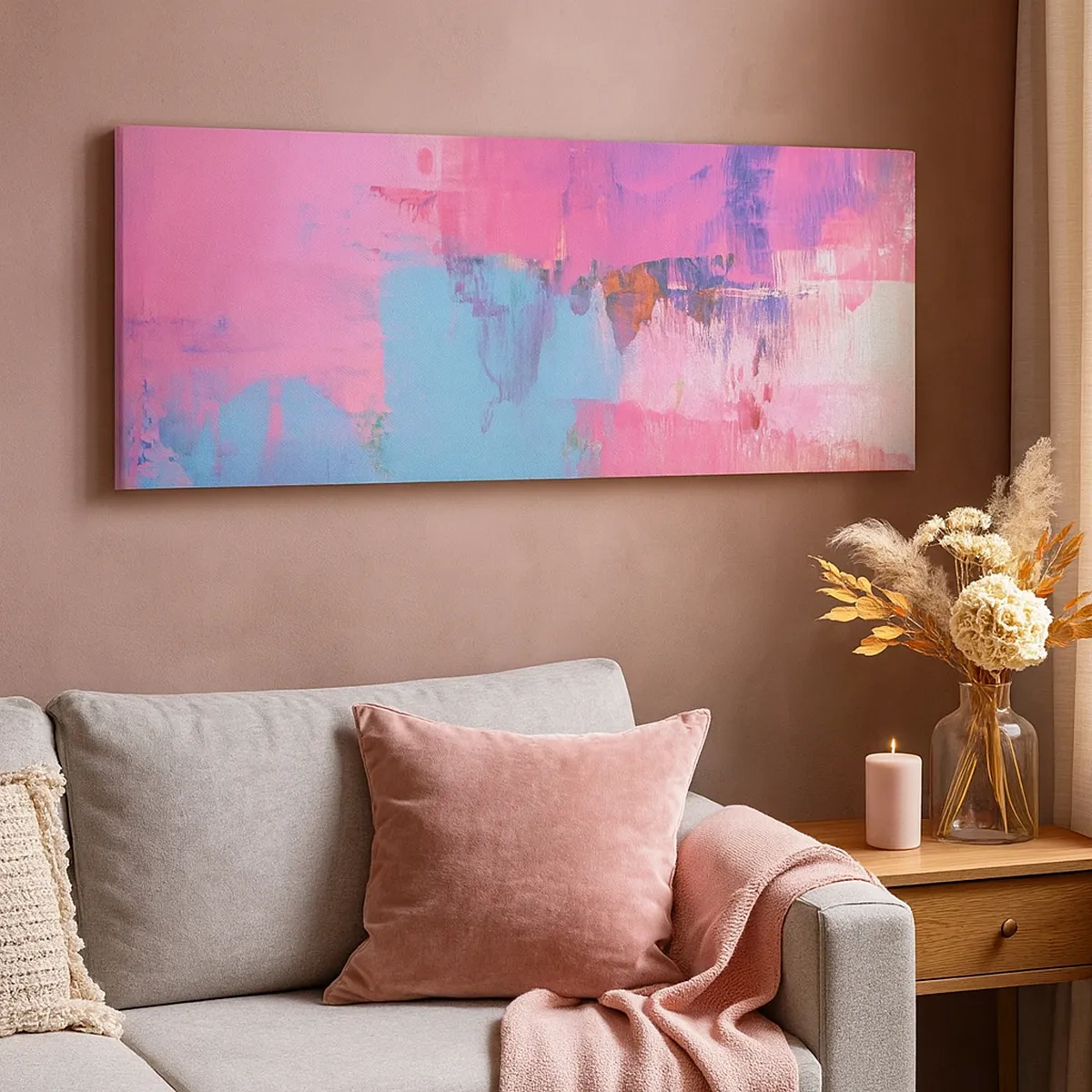 Cuadro sobre lienzo - Impresión de Imagen - Rosa, azul y una pizca de luz - 30x30 cm