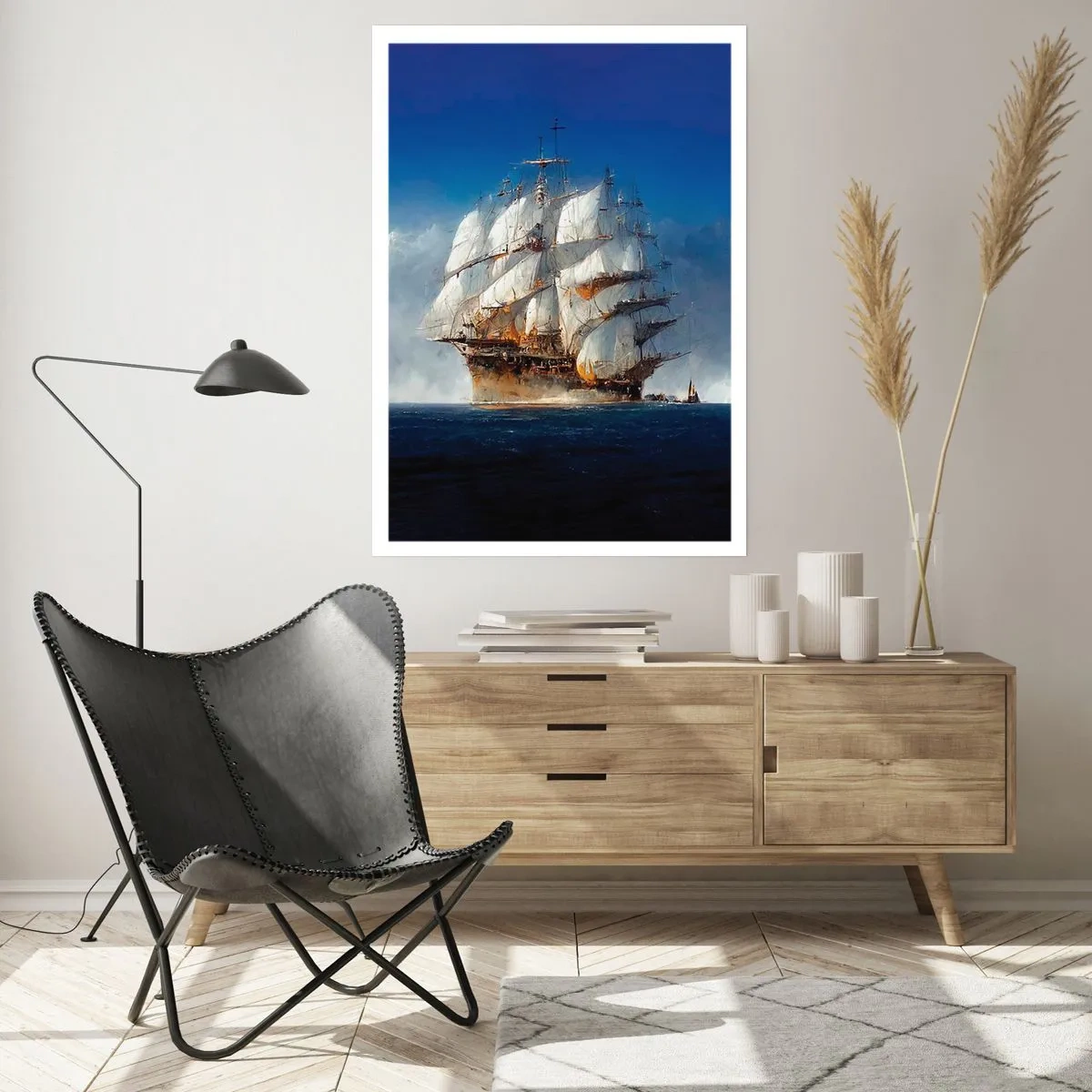 Póster - Un velero en alta mar a toda vela bajo la luz del sol. - 50x70cm - La gran gloria - Decoración de pared moderna para salón y dormitorio ARTTOR