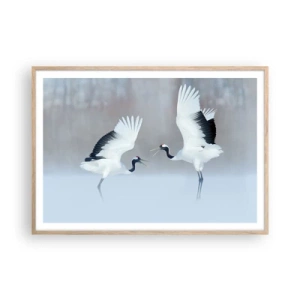 Póster en marco roble claro - Danza en la niebla - 100x70 cm