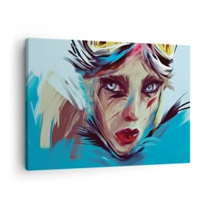 Cuadro sobre lienzo - Impresión de Imagen - Retrato de una mujer en colores dinámicos y estilo abstracto. - 70x50cm - Guerrera colorida - Decoración de pared moderna para salón y dormitorio ARTTOR