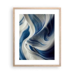 Póster en marco roble claro - Fluidez de azul y blanco - 40x50 cm
