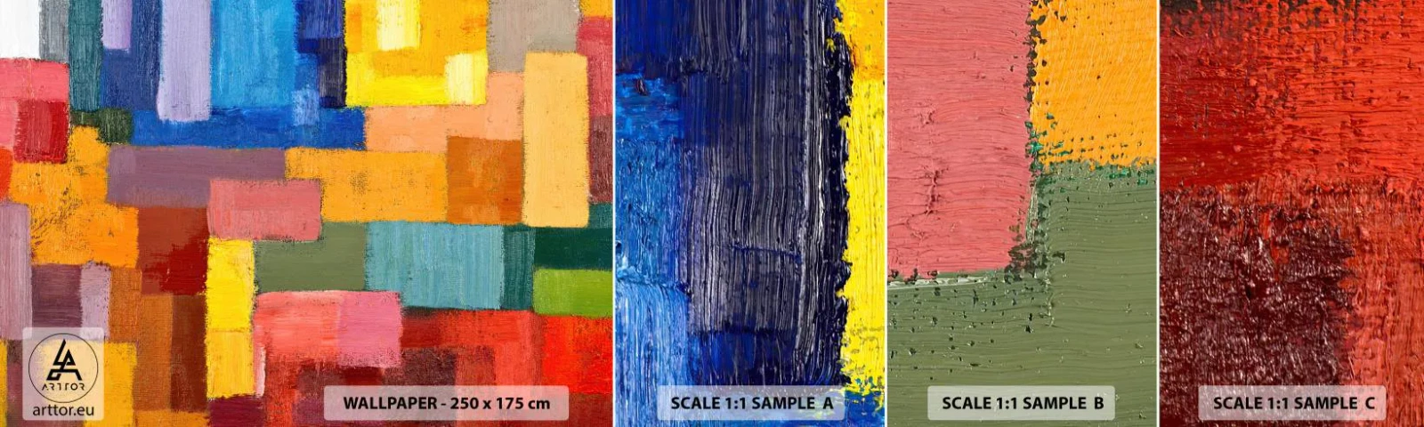 Muestra de fotomural autoadhesivo Deluxe Sticker - Cada una diferente, todas coloridas - Abstracción, Pedazo, Patrón moderno - 100x30 cm