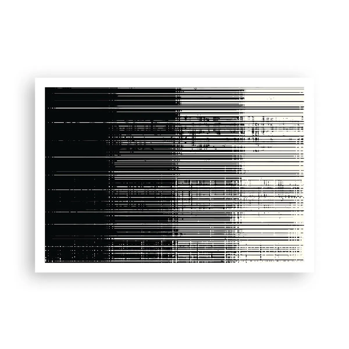 Póster - Composición abstracta de líneas en blanco y negro contrastantes. - 100x70cm - Ondas y vibraciones - Decoración de pared moderna para salón y dormitorio ARTTOR