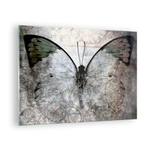 Cuadro sobre vidrio - Impresiones sobre Vidrio - Mariposa abstracta sobre el fondo de un adorno antiguo. - 70x50cm - En el estilo Art Nouveau - Decoración de pared moderna para salón y dormitorio ARTTOR