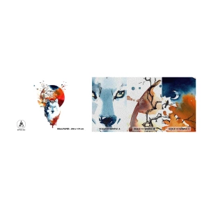 Muestra de fotomural Premium Sand - El acecho nocturno - Abstracción, animales, Lobo - 100x30 cm