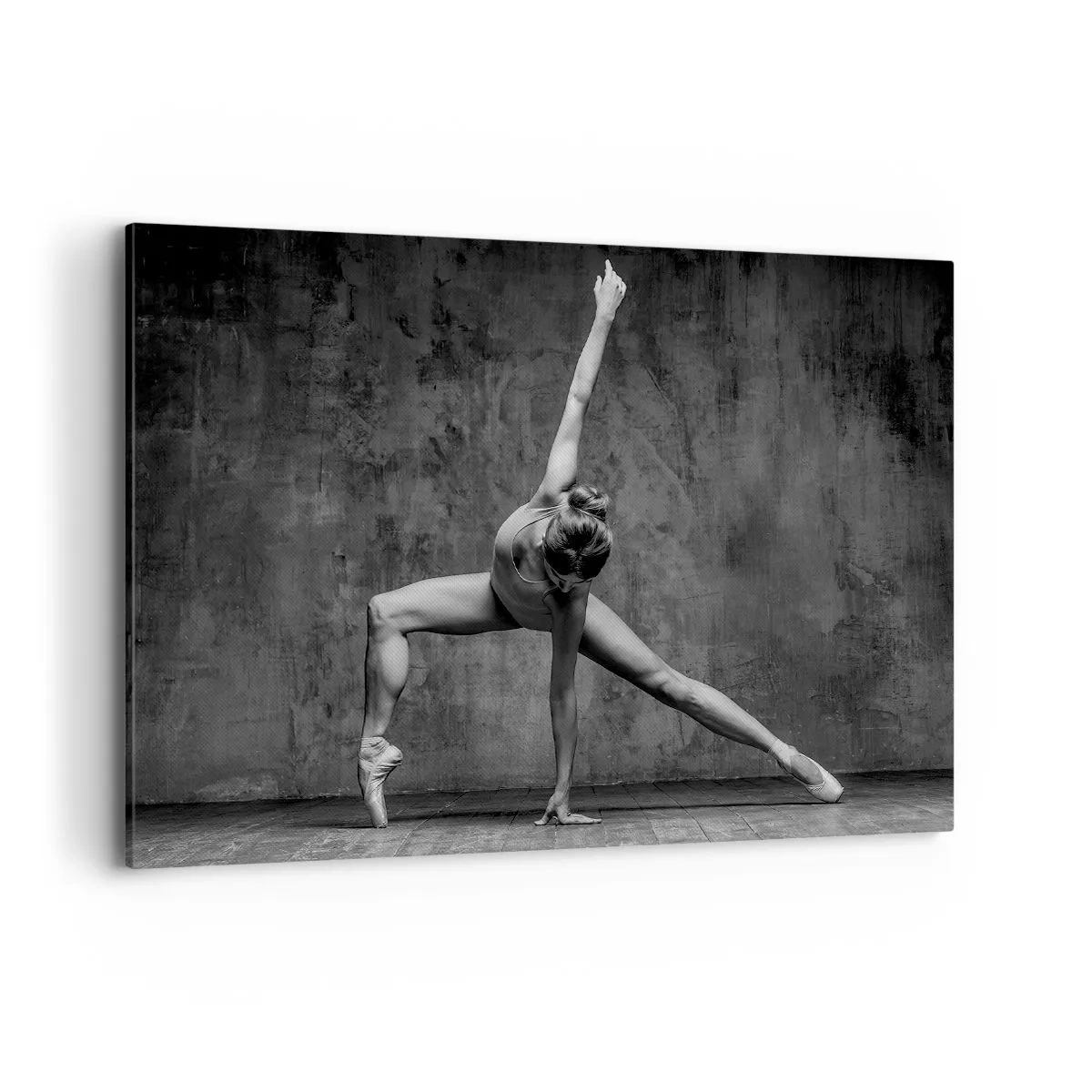 Cuadro sobre lienzo - Impresión de Imagen - Una bailarina en pose artística frente a una pared sin rematar - 100x70cm - Equilibrio perfecto - Decoración de pared moderna para salón y dormitorio ARTTOR