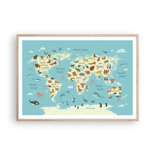 Póster en marco roble claro - Buenos vecinos - 100x70 cm