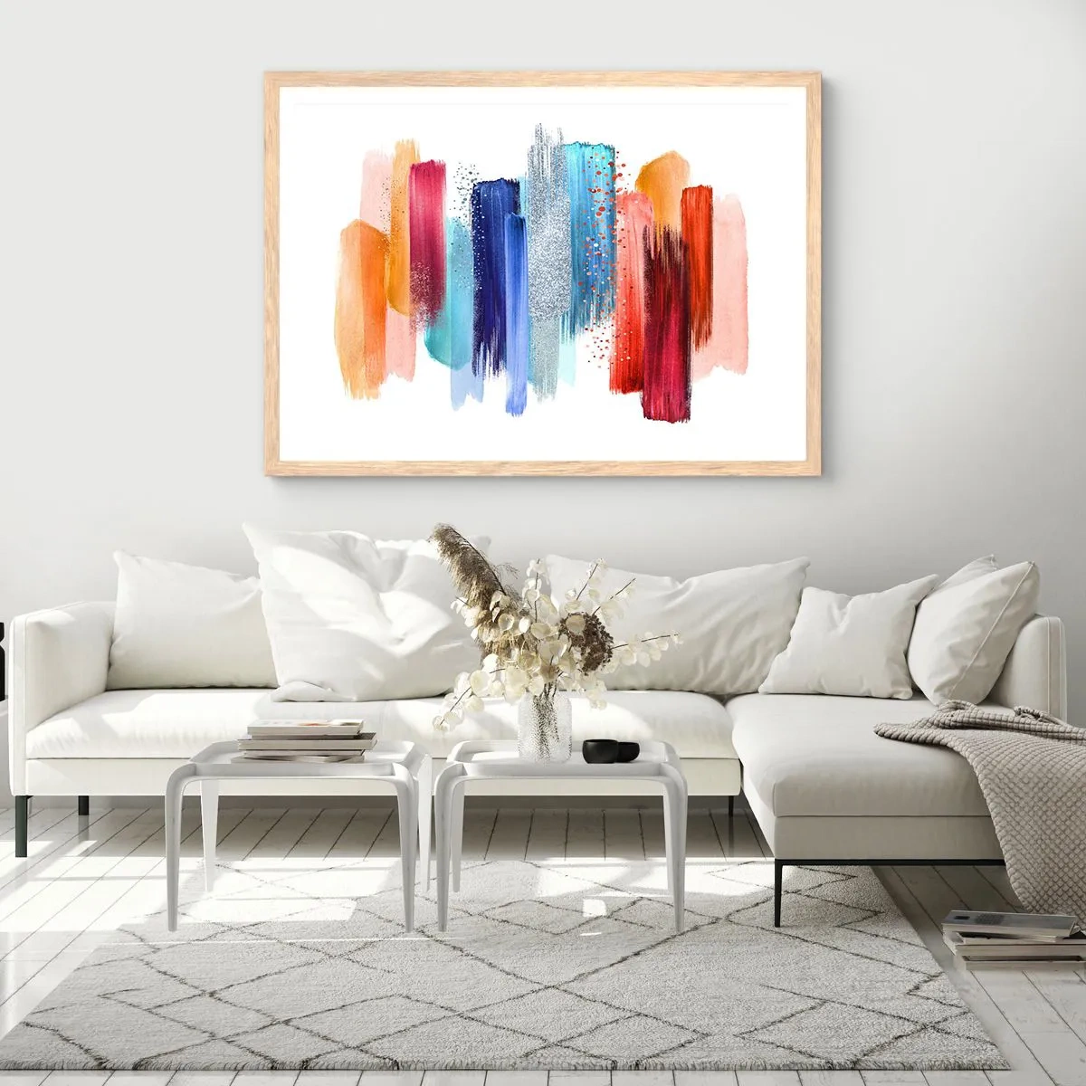 Póster en marco roble claro - Arriba y abajo - 100x70 cm