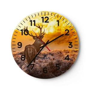 Reloj de pared - Reloj de vidrio - Rey del bosque de otoño - 30x30 cm