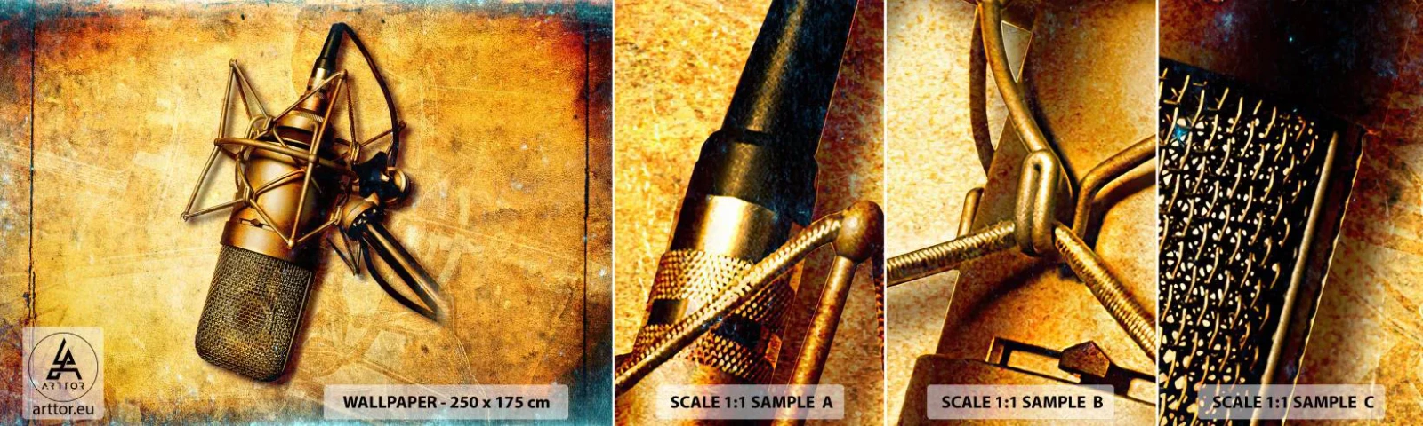 Muestra De Fotomural Standard Eco - Los años dorados de la radio - Micrófono, Música, Retro - 100x30 cm