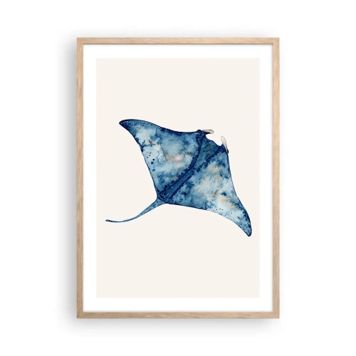 Póster en marco roble claro - La vida en azul - 50x70 cm