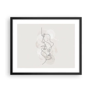 Póster en marco negro - En un abrazo - 50x40 cm