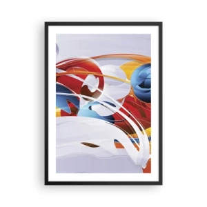 Póster en marco negro - Abstracción colorida con formas dinámicas. - 50x70cm - Danza de los elementos - Decoración de pared moderna para salón y dormitorio ARTTOR