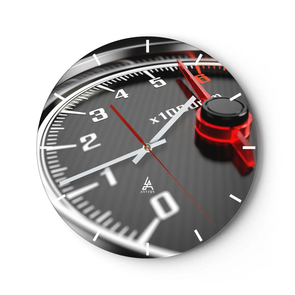 Reloj de pared - Reloj de vidrio - Primer plano del tacómetro de estilo deportivo - 30x30cm - Pisa a fondo - Decoración de pared moderna para salón, cocina y dormitorio ARTTOR