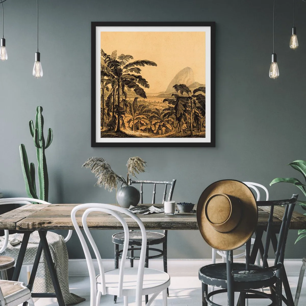 Póster en marco negro - En un ambiente colonial - 30x30 cm