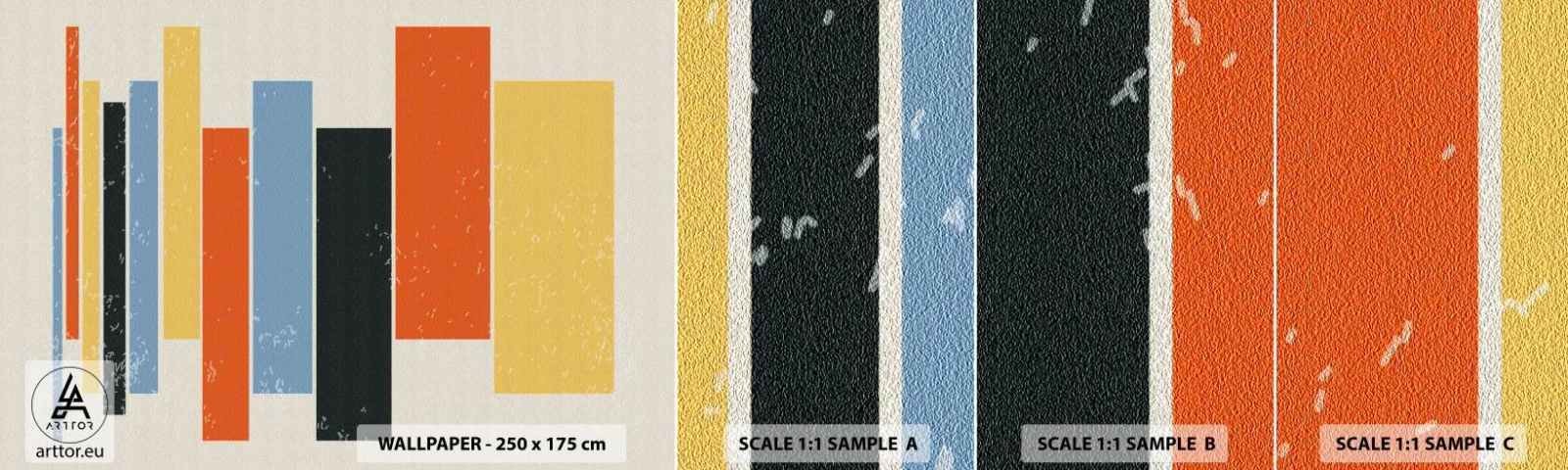 Muestra De Fotomural Standard Eco - Barras multicolor - Minimalismo, Rectángulos, formas - 100x30 cm