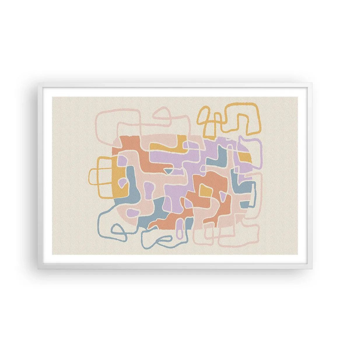 Póster en marco blanco - Laberinto - una alegre aventura - 91x61 cm