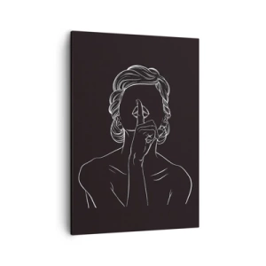 Cuadro sobre lienzo - Impresión de Imagen - Silueta minimalista de una mujer sobre un fondo negro. - 50x70cm - La belleza florece en silencio - Decoración de pared moderna para salón y dormitorio ARTTOR