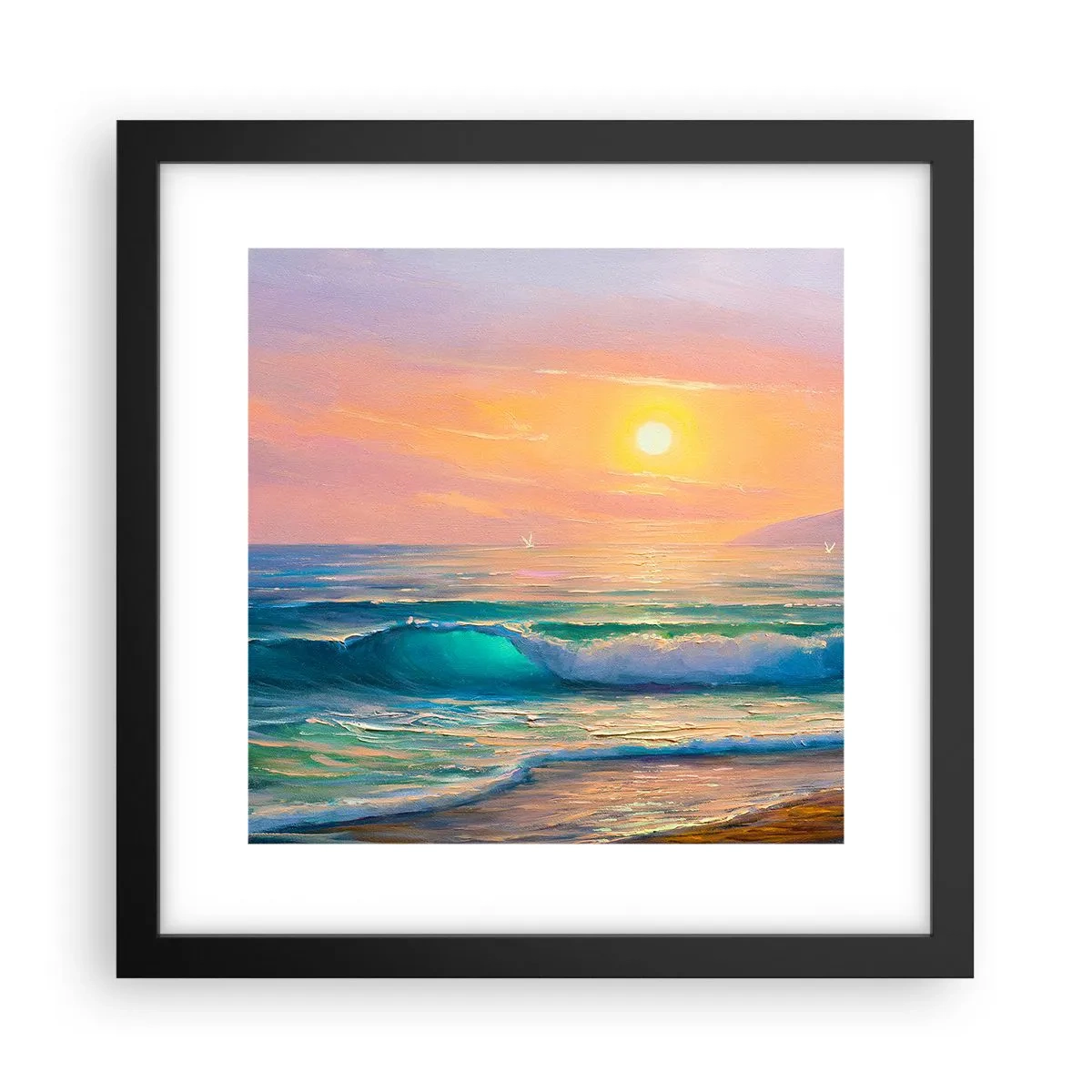 Póster en marco negro - El canto turquesa de las olas - 30x30 cm