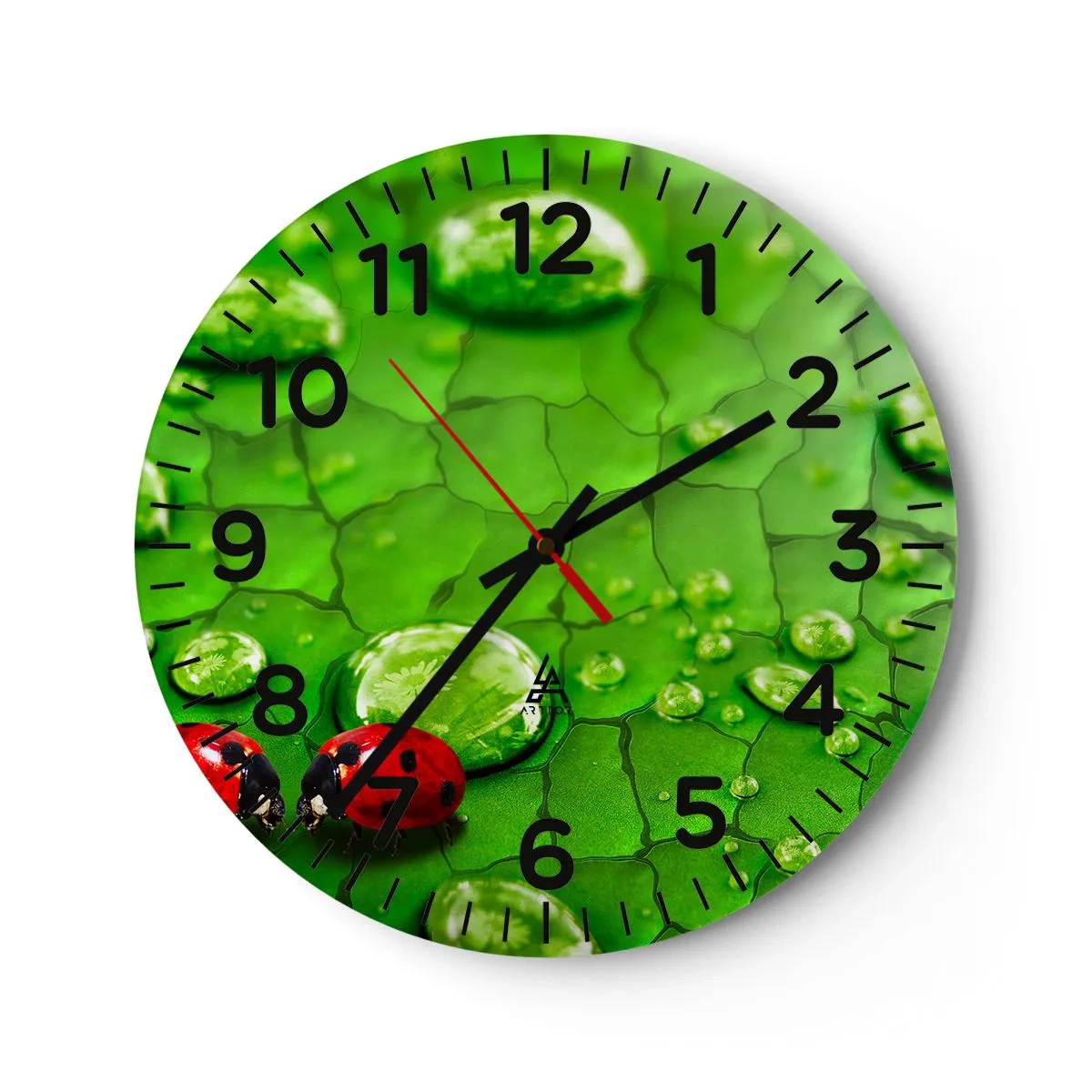Reloj de pared - Reloj de vidrio - Reunión sobre verde - 30x30 cm