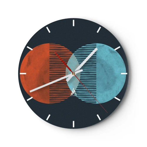 Reloj de pared - Reloj de vidrio - Primer plano de hojas de palma doradas formando un patrón geométrico. - 30x30cm - Fantasía astronómica - Decoración de pared moderna para salón, cocina y dormitorio ARTTOR