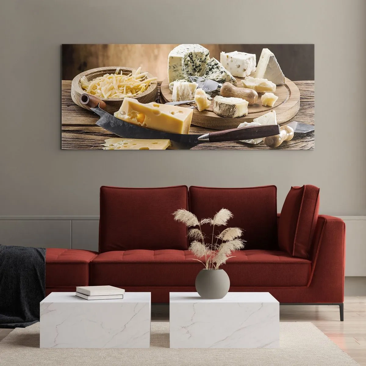 Cuadro sobre vidrio - Impresiones sobre Vidrio - Degustación de quesos - 90x30 cm