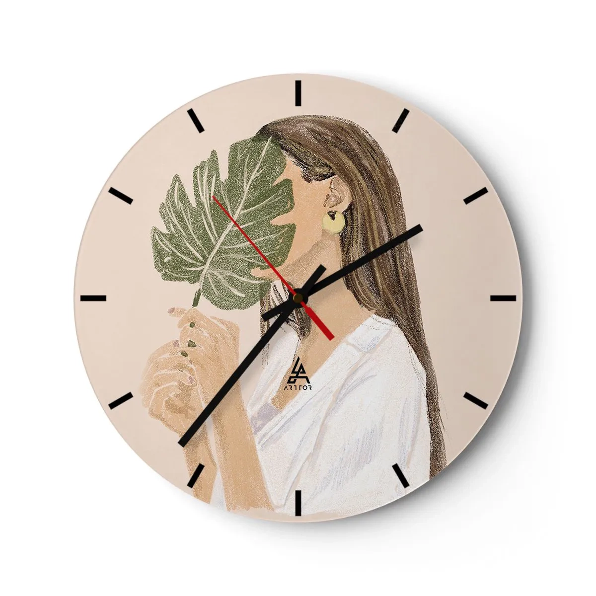 Reloj de pared - Reloj de vidrio - Retrato misterioso con un abanico - 40x40 cm