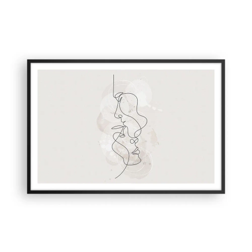 Póster en marco negro - En un abrazo - 91x61 cm