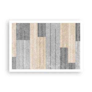 Póster - Composición geométrica en tonos grises y beige. - 100x70cm - Composición: sostener la vertical - Decoración de pared moderna para salón y dormitorio ARTTOR
