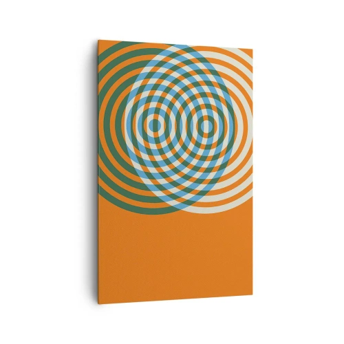 Cuadro sobre lienzo - Impresión de Imagen - Círculos concéntricos sobre un fondo naranja - 80x120cm - Círculos y abstracción - Decoración de pared moderna para salón y dormitorio ARTTOR