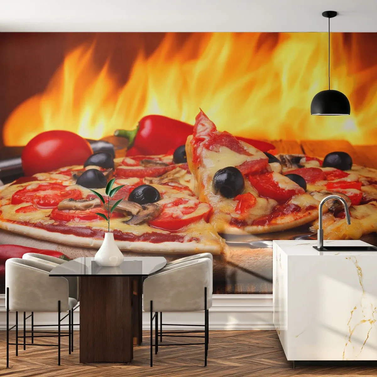 Fotomural Premium Canvas - Desde Italia con amor - Gastronomía, Pizza, Italia - 450x315 cm