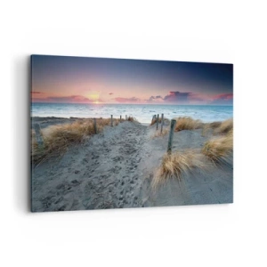 Cuadro sobre lienzo - Impresión de Imagen - Camino que conduce a la playa al atardecer - 100x70cm - Se derramó un arco iris de luminosidad.... - Decoración de pared moderna para salón y dormitorio ARTTOR