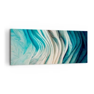 Cuadro sobre lienzo - Impresión de Imagen - Ondas dinámicas en tonos azules y blancos. - 120x50cm - Azul insaciable - Decoración de pared moderna para salón y dormitorio ARTTOR