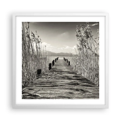 Póster en marco blanco - En la quietud de los juncos - 50x50 cm