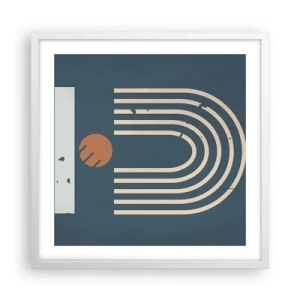 Póster en marco blanco - Geometría sobre azul marino - 50x50 cm