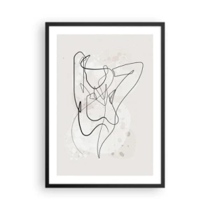 Póster en marco negro - Línea abstracta que representa la silueta de una mujer. - 50x70cm - El arte de la seducción - Decoración de pared moderna para salón y dormitorio ARTTOR